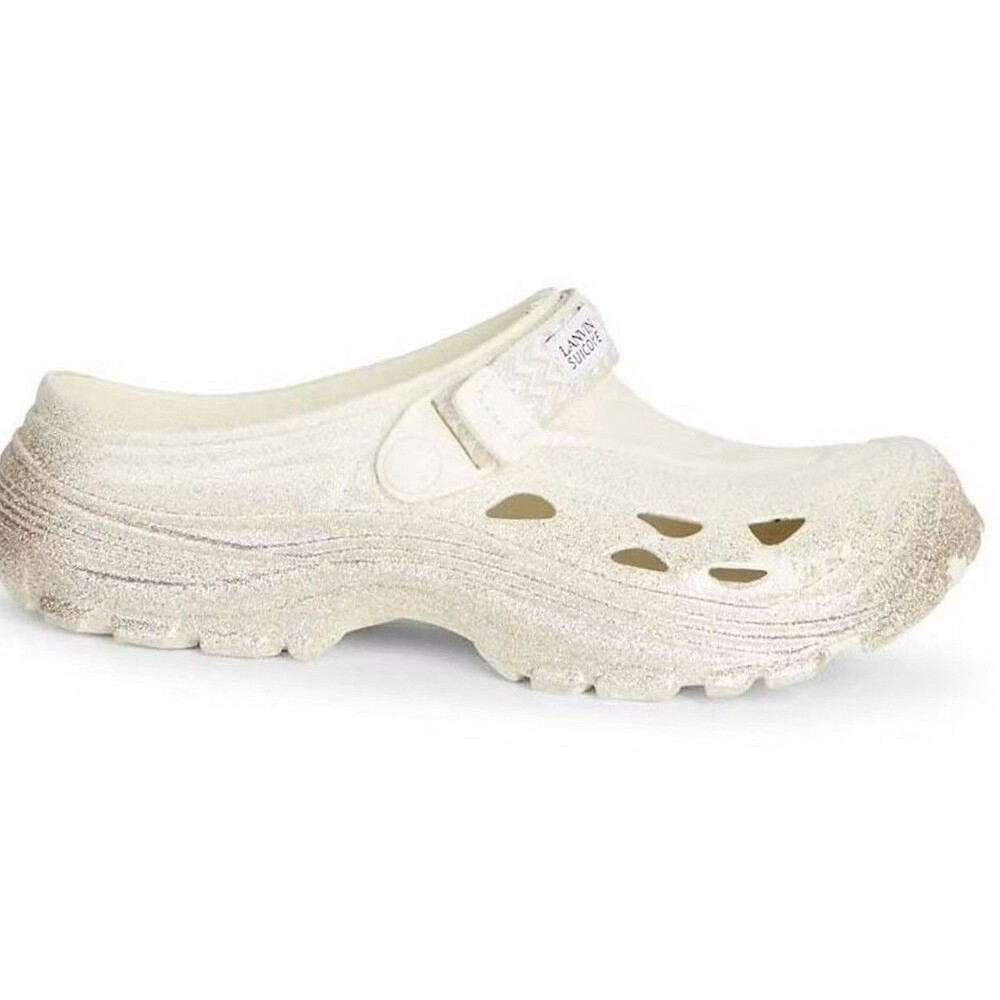 Suicoke Glittery Pearl White Clog Sandals